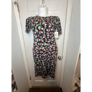 LulaRoe Julia Bodycon Dress Size Medium In Geometric Pattern NWT